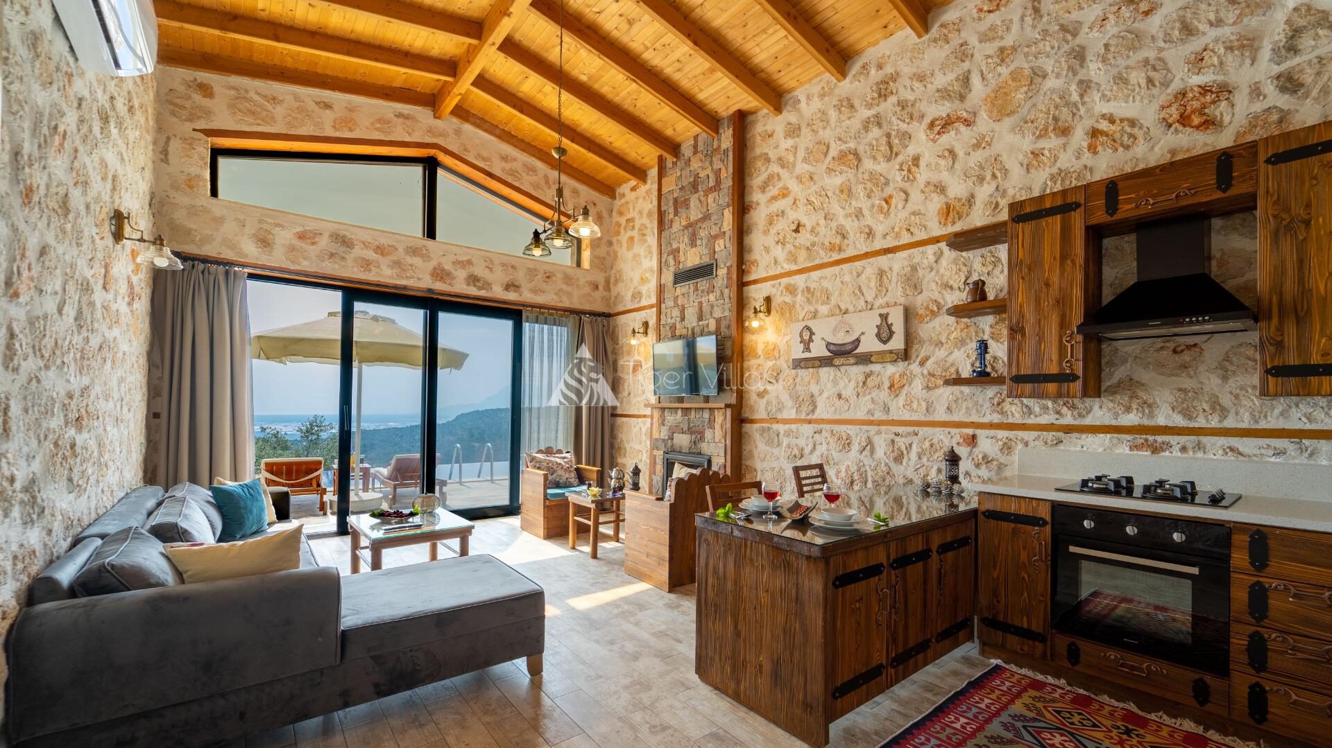 Villa Selen Living room 4 – villa for rent in Üzümlü