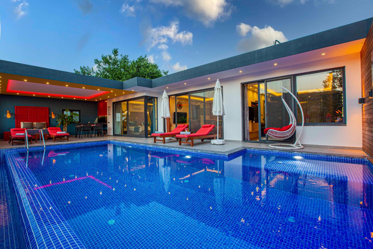 Villa Gold Premium is a two-bedroom, four-person, conservative villa located in Üzümlü, Kalkan.